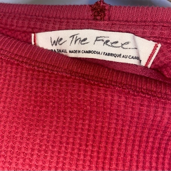 NWOT Free People Amelia Oversized Thermal Top Flor De Mayo Pink Size XS - Picture 5 of 8